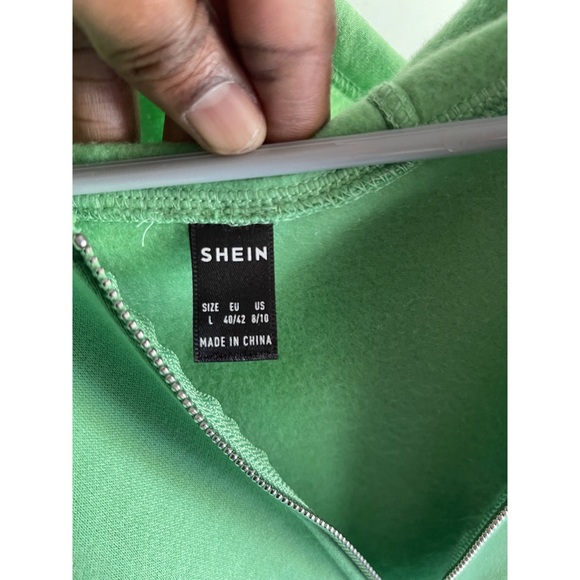 SHEIN Crop-top Full Zip Hoodie (Green) (Large) - Picture 4 of 4